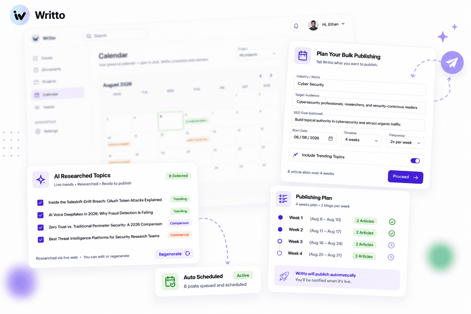Writto Plan Content in Bulk